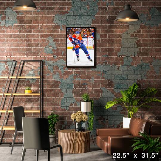 Connor McDavid Framed 20" x 29" Canvas Oilers Action-V 22.5" x 31.5"